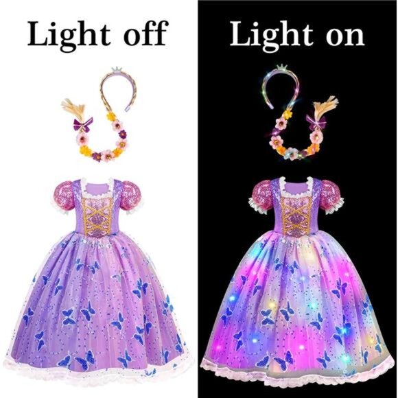 Kids Purple Princess Sofia Dresses Light Up Princess Halloween Costume for Girls - Picture 5 of 7